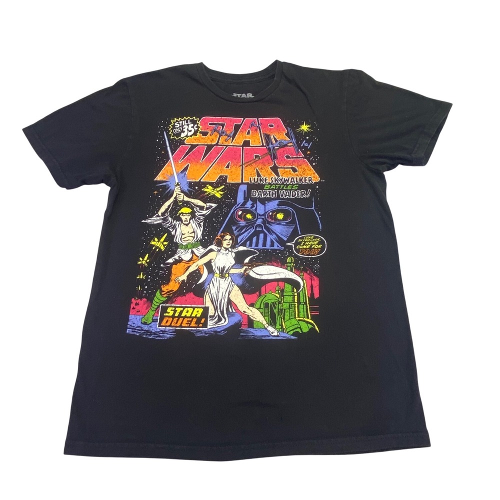 Star Wars Shirt Men's Small Officially Licensed Star Duel Mad Engine‎ Black